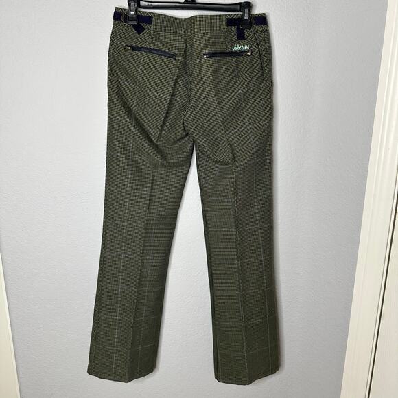 Volcom Gals Vintage Y2K Vatican Low Rise Pants Green & Brown Houndstooth - Picture 2 of 5